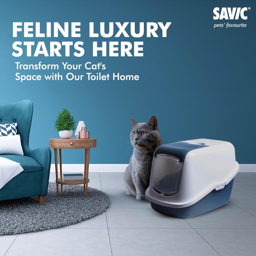 Savic Nestor Jumbo Toilet Home for Cats Bluestone