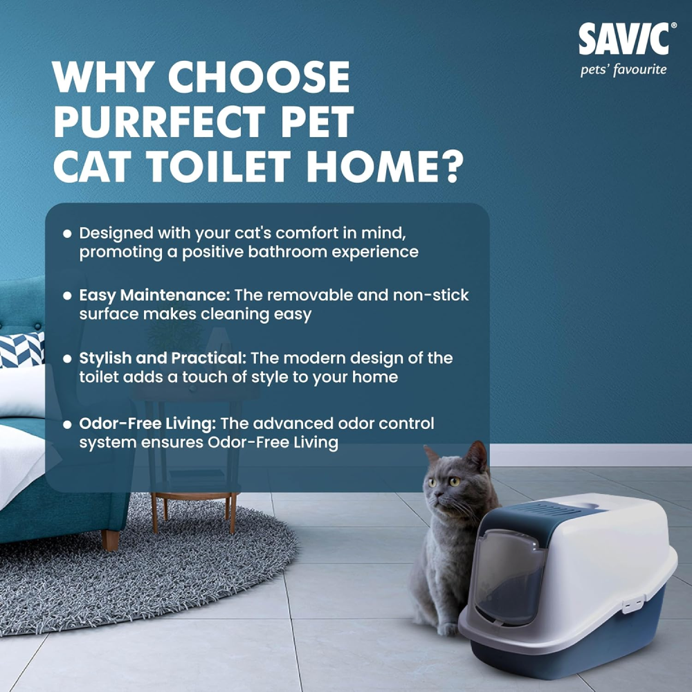 Savic Nestor Jumbo Toilet Home for Cats Bluestone