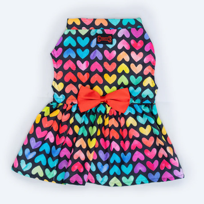 Pawgypet Multi Heart Dress for Dogs Multi Colour