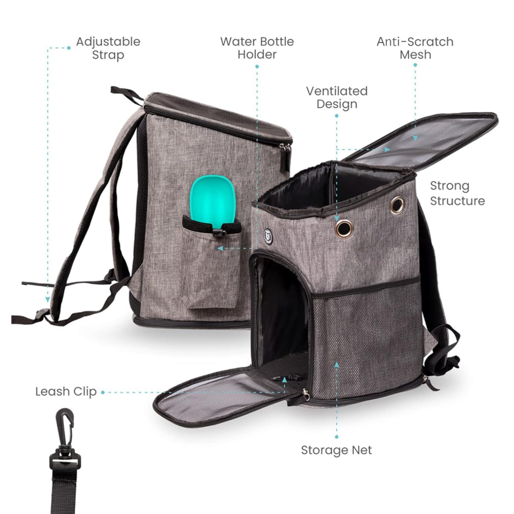 Fofos Backpack Carrier for Dogs and Cats Grey