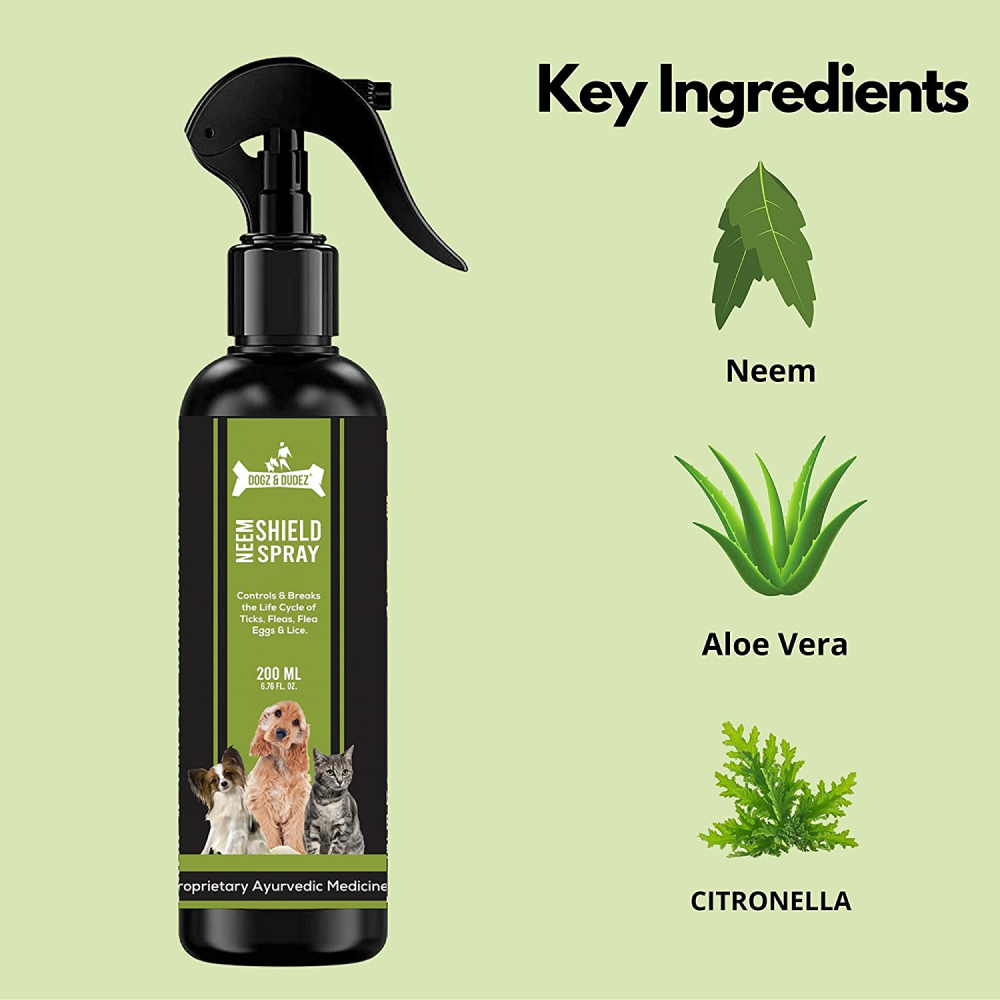 DOGZ  DUDEZ Natural Neem Shield Tick  Flea Repellent Spray for Dogs and Cats