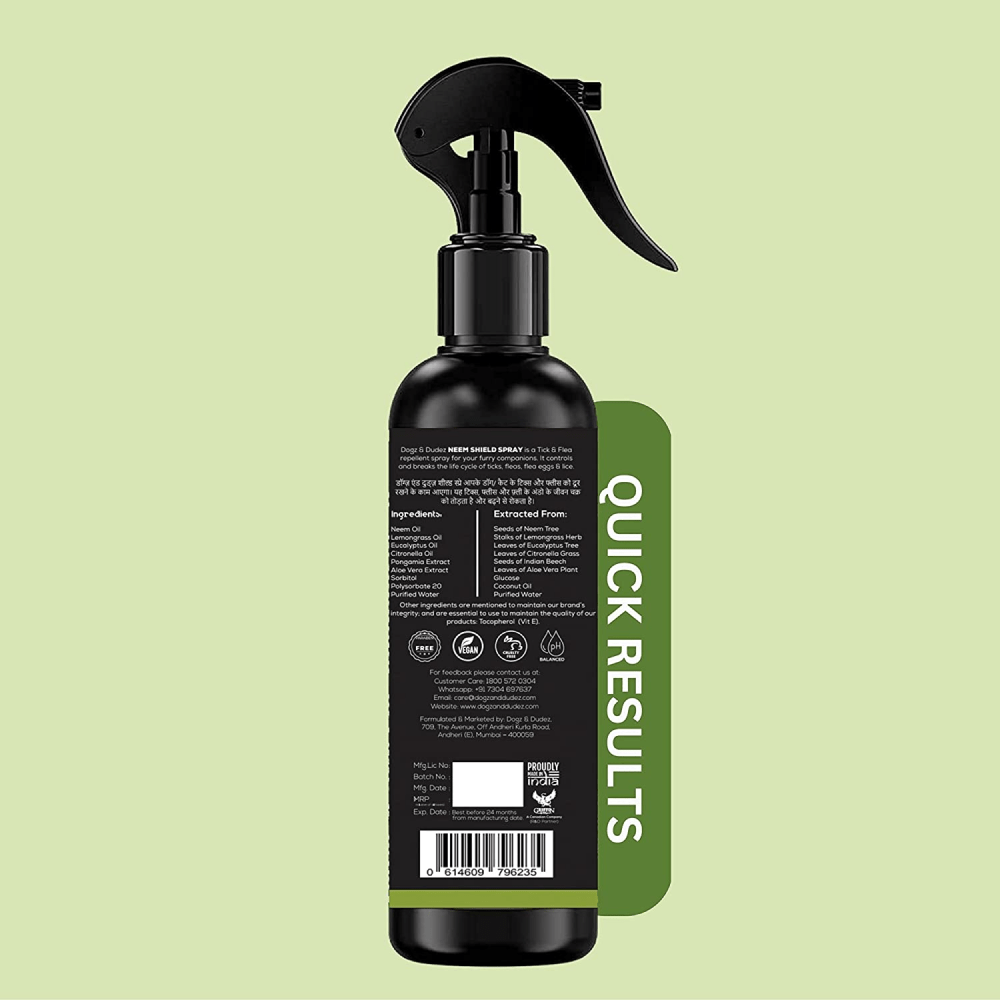 DOGZ  DUDEZ Natural Neem Shield Tick  Flea Repellent Spray for Dogs and Cats