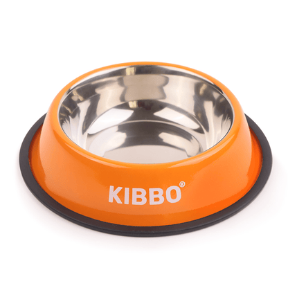 Kibbo Anti Skid Stainless Steel Bowl for Dogs and Cats Orange