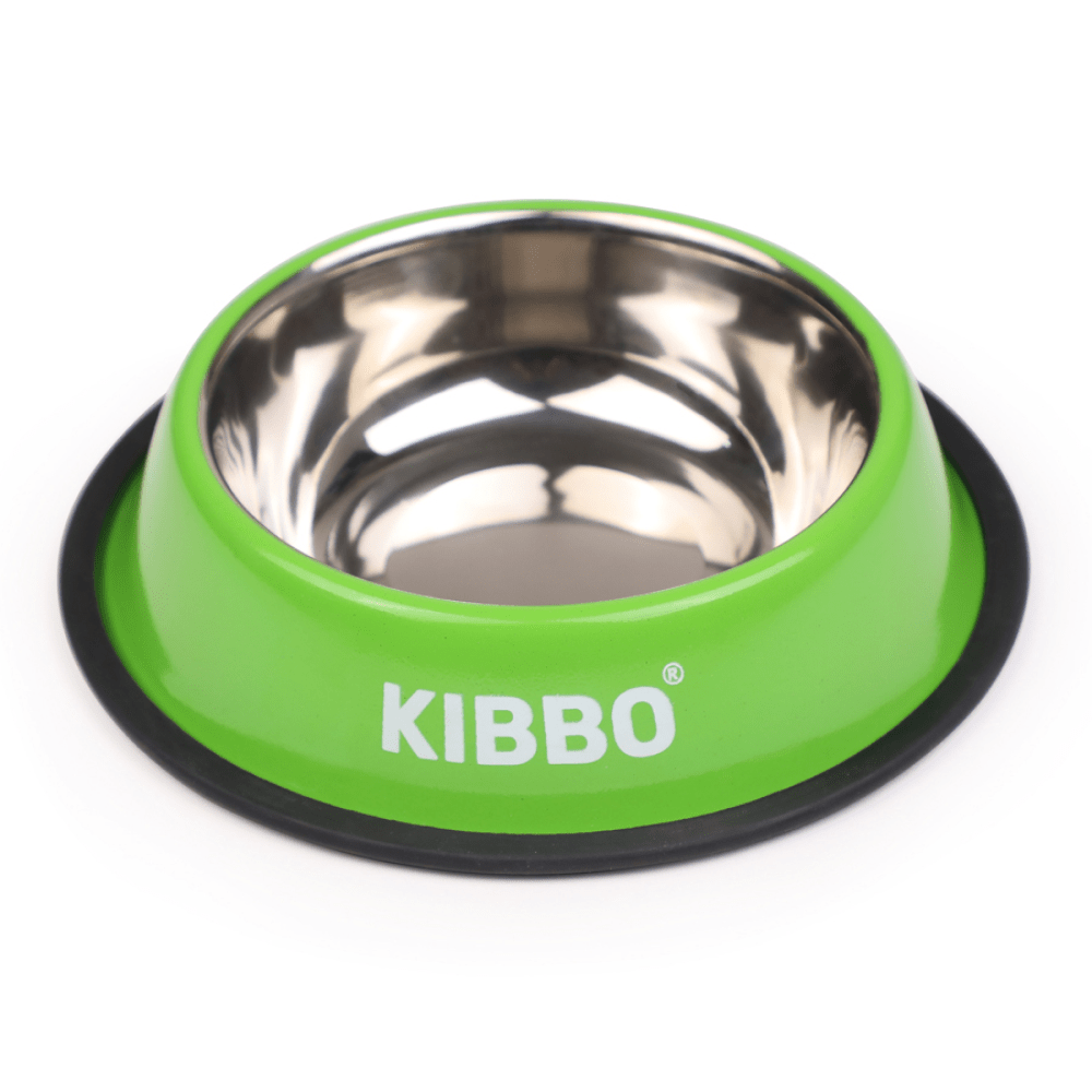 Kibbo Anti Skid Stainless Steel Bowl for Dogs and Cats Green