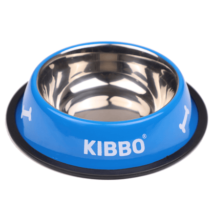 Kibbo Anti Skid Stainless Steel Printed Bowl for Dogs and Cats Blue