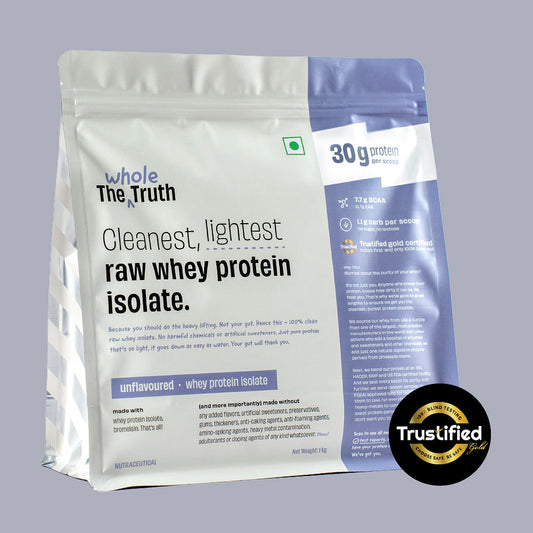 The Whole Truth Whey Protein Isolate 1Kg  28 Serving  Unflavoured  30g Protein  Strength  Faster Recovery  Muscle Building