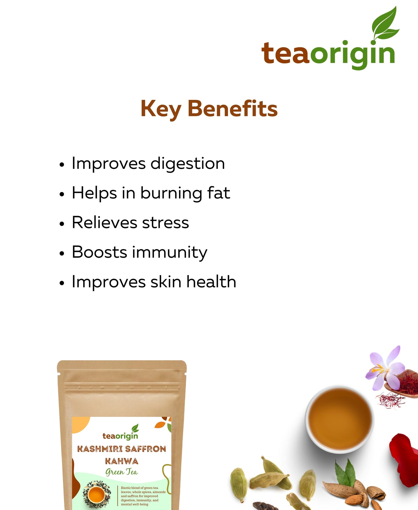 Indian Immunity Booster Green Tea Combo  Kashmiri Saffron Kahwa 100g Turmeric Spiced Green Tea