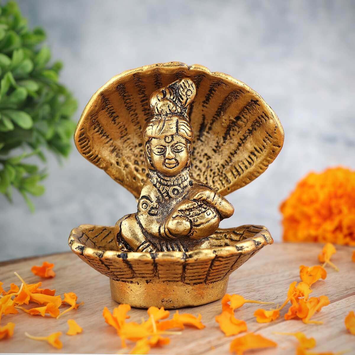 Brass Finish Ladoo Gopal Idol  Home Decor  Gift Item