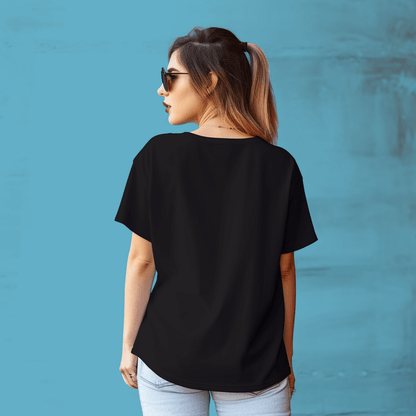 Mahadev Shiva Face Oversized printed Black Tshirt  For Girls