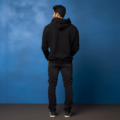 Ram Ram Naam Printed Black Hoodie for Men