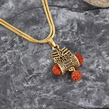 Golden Metal Mahadev With Third Eye Locket For Men