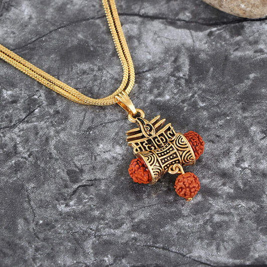 Golden Metal Mahadev With Third Eye Locket For Men