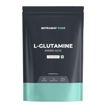 Nutrabay Pure L-Glutamine Powder Amino Acid - Post Workout Supplement for Muscle Growth  Recovery - 150g Unflavoured