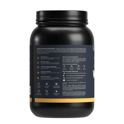 Nutrabay Gold 100 Whey Protein Isolate with Digestive Enzymes  Vitamin Minerals 26g Protein  Protein Powder for Muscle Support  Recovery - Mango 1 kg
