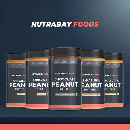 Nutrabay Foods All-Natural Peanut Butter Creamy - Unsweetened  100 Roasted Peanuts 28g Protein Zero Cholesterol Vegan Gluten Free Non GMO