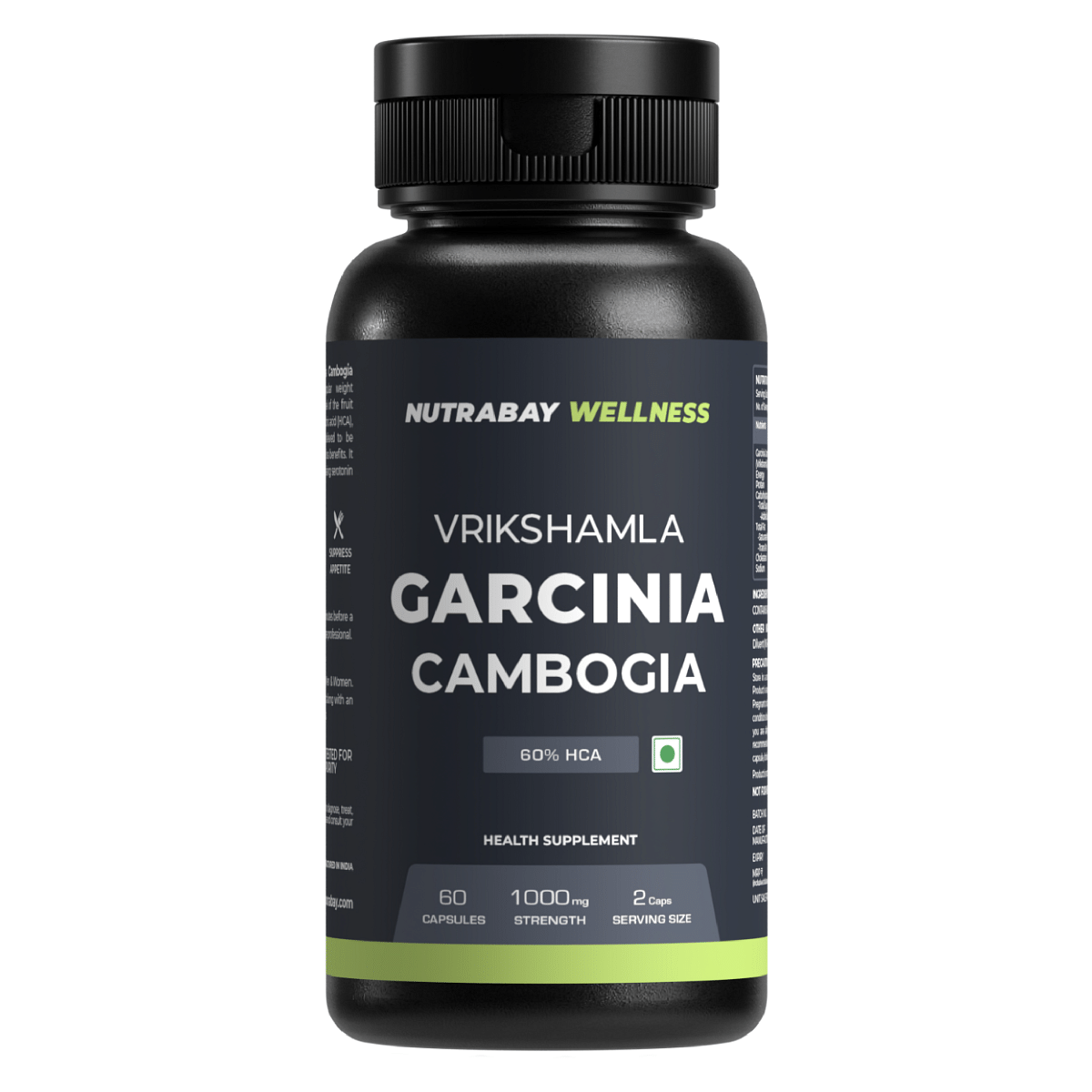 Nutrabay Wellness Garcinia Cambogia Extract For Weight Management 100 Vegetarian  Natural Fat Burner For Men  Women - 1000Mg 60 Veg Capsules