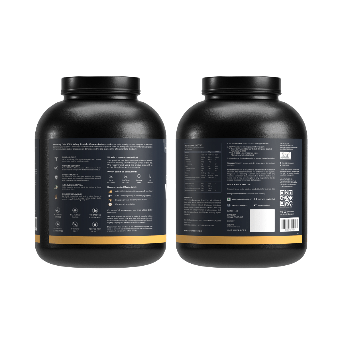 Nutrabay Gold Whey Protein Concentrate 2Kg  57 Serving  25g Protein  Rich Chocolate Creme Flavour  Build Muscle  Fast Recovery