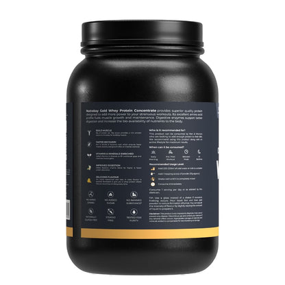 Nutrabay Gold Whey Protein Concentrate with Enzymes, Vitamins, Minerals, 25g Protein for Muscle Support & Recovery - Mango 1kg