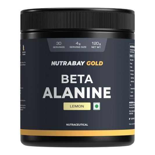 Nutrabay Gold Beta Alanine Supplement Powder - 120g Lemon Flavor  Pre Workout Amino Acid for Faster Recovery  Endurance