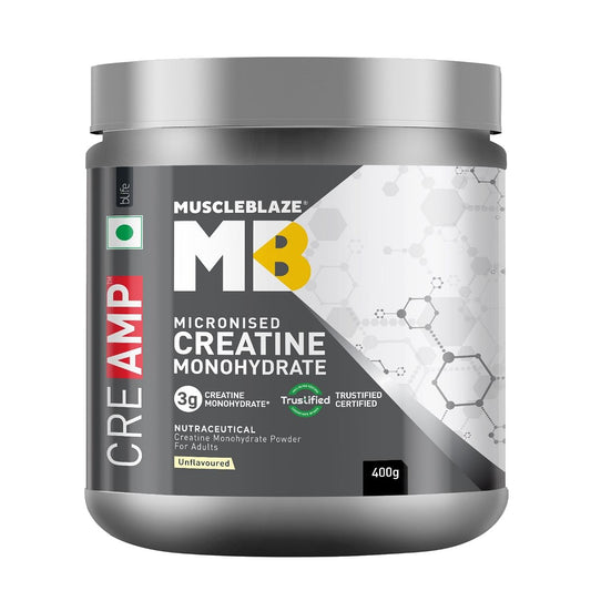 MuscleBlaze MB Creatine Monohydrate 400g  133 Servings  Unflavoured  Strength  Lean Muscle Mass