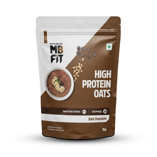 MuscleBlaze Fit High Protein Oats 1kg  22g Protein  Dark Chocolate  Super seeds and Raisins  Weight Management