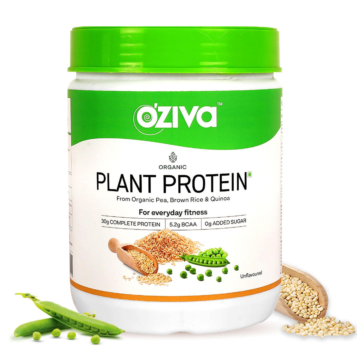 Oziva Organic Plant Protein Powder  30g Vegan Protein  Unflavored  Lean Muscle  Improve Metabolism