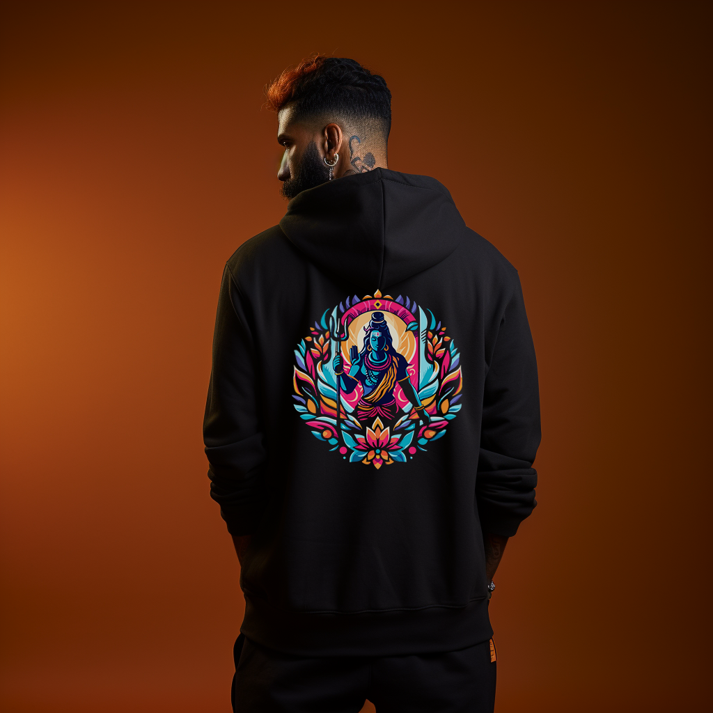 Lord Shiva Printed Hoodie with Om Symbol for Men