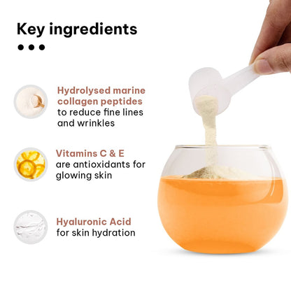 HealthKart HK Vitals Skin Radiance Collagen 200gm 25 Serving  Orange Flavour  Skin  Hair  Nails  Women  Men