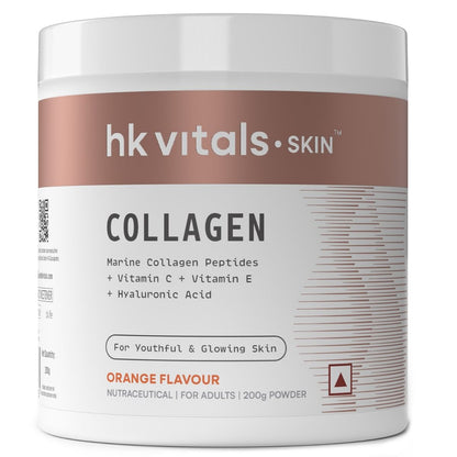 HealthKart HK Vitals Skin Radiance Collagen 200gm 25 Serving  Orange Flavour  Skin  Hair  Nails  Women  Men