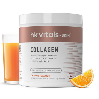 HealthKart HK Vitals Skin Radiance Collagen 200gm 25 Serving  Orange Flavour  Skin  Hair  Nails  Women  Men