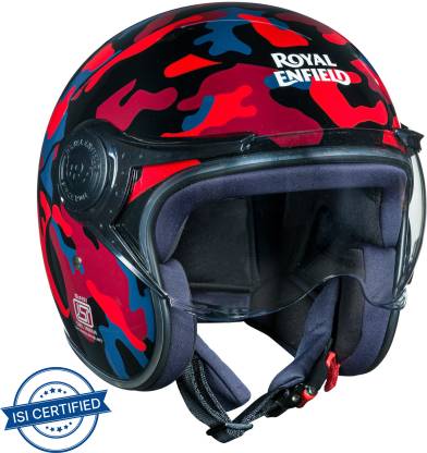 ROYAL ENFIELD Crackling Camo Jet Motorbike Helmet  Camo Red