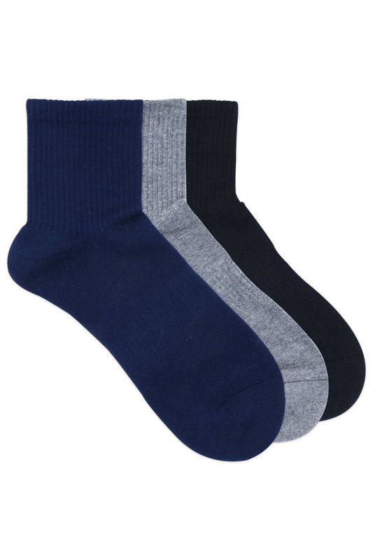 Balenzia Mens Full Cushioned TerryTowel Ankle Sports Socks Gym Socks - BlackNavy L.Grey Pack of 3 Pairs1U