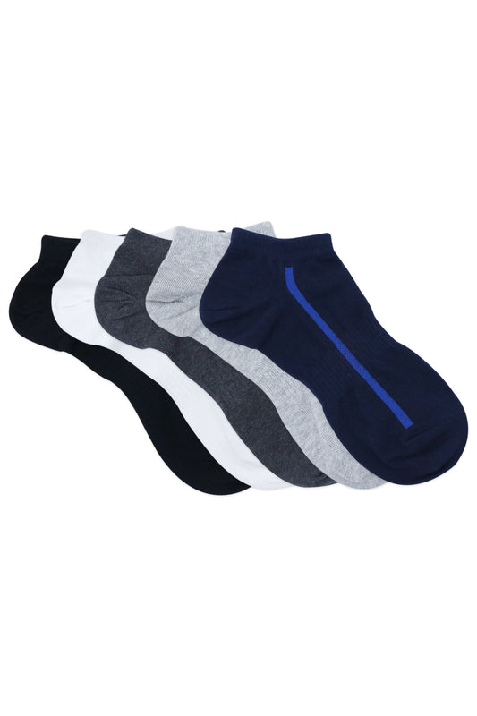 Balenzia Mens Cotton Solid Ankle Socks Free Size Pack of 3 Pairs1U  WhiteBlackL.GreyD.GreyNavy