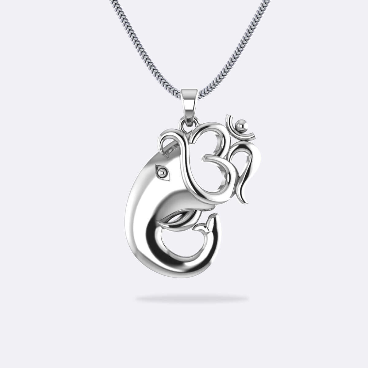 Lord Ganesha Silver Pendant with Om Design