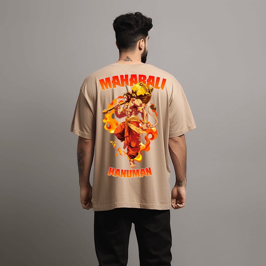 Mahabali Hanuman Ji Oversized Printed Tshirt for Men