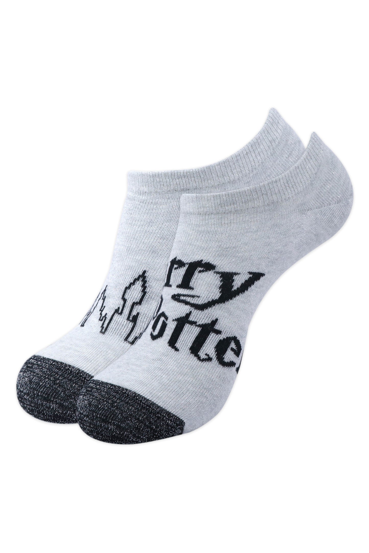 Balenzia x Harry Potter Harry Potter Logo  Hogwarts Castle Silver Lurex Socks for Women Pack of 2 Pairs1U- Silver