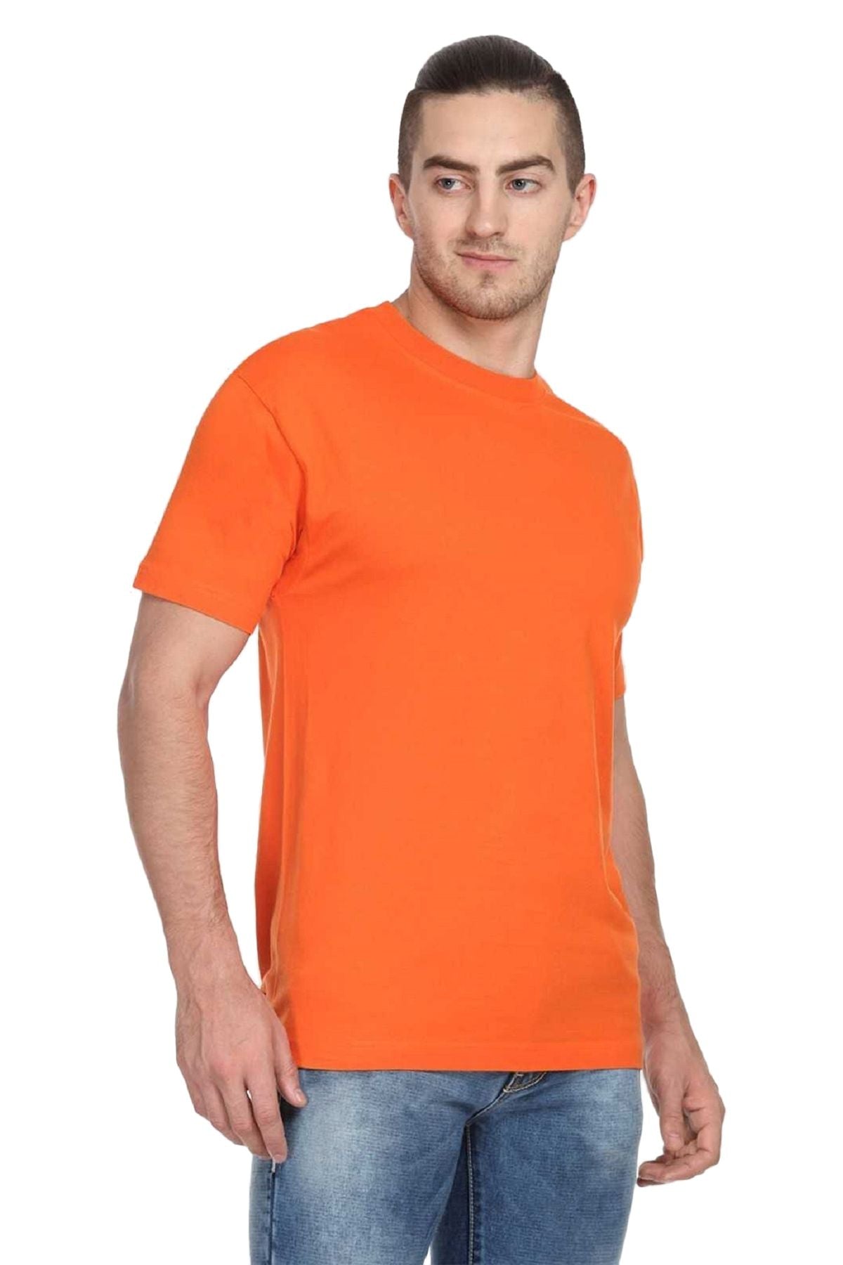 Multus  Mens Solid Round Neck Polyester White T-shirt Pack Of 2  Orange  Blue