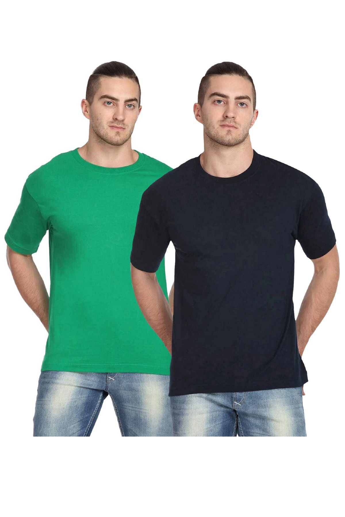 Multus  Mens Solid Round Neck Polyester White T-shirt Pack Of 2  Breen  Black