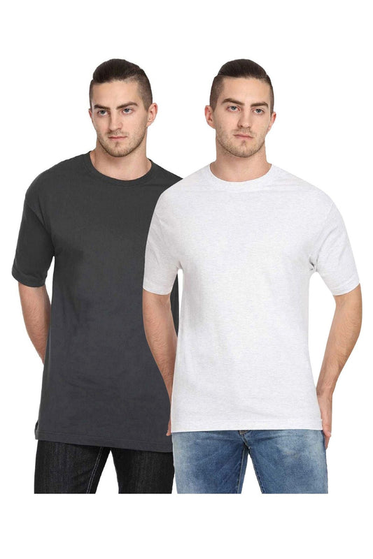 Multus  Mens Solid Round Neck Polyester White T-shirt Pack Of 2  Black  White