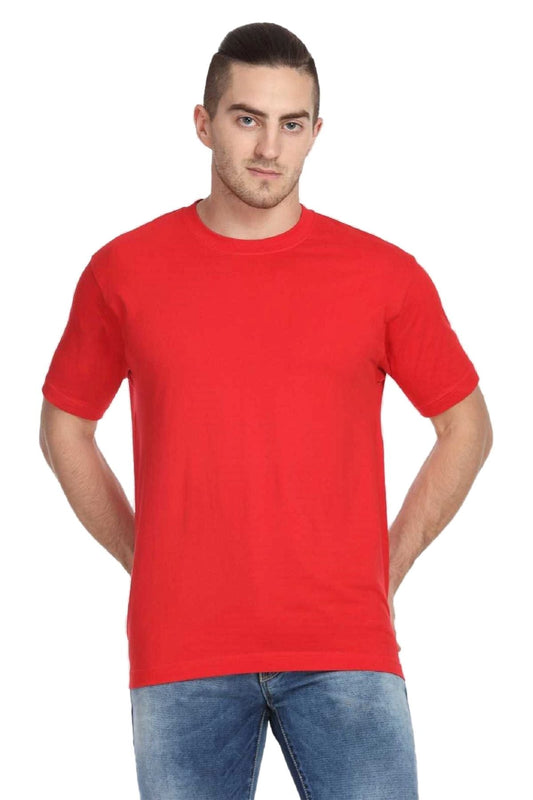 Multus  Mens Solid Round Neck Polyester Red T-shirt