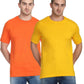 Multus  Mens Solid Round Neck Polyester White T-shirt Pack Of 2  Yellow  Orange