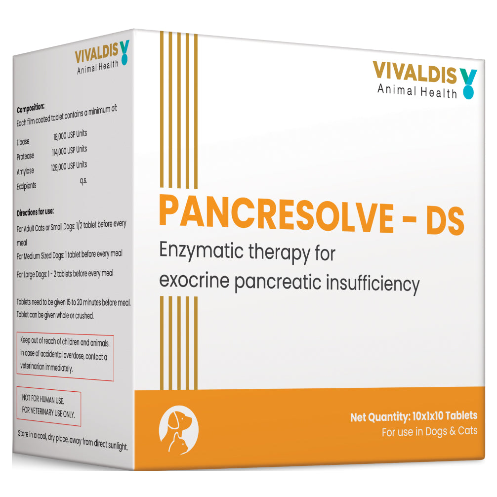 Vivaldis Pancresolve DS Tablets for Dogs and Cats 10 Tablets