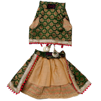 Pawgypets Brocade Lehenga for Dogs and Cats Green