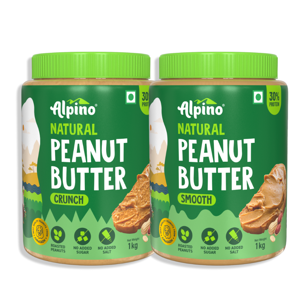 Best Seller Natural Peanut Butter Combo - Crunch 1kg  Smooth 1kg - Saver Value Pack