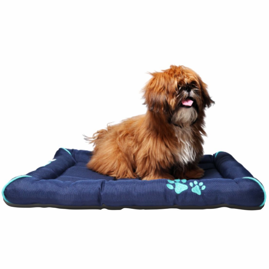 Petter World Luxury Outdoor Foamed Crate Mat with Padded Perimeters for Extra Support for Dogs Ensign Blue