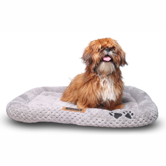 Petter World Luxury Quilted Crate Mat with Padded Perimeters for Extra Support for Dogs Meteorite