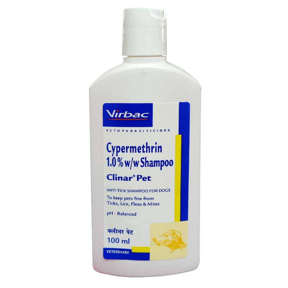 Clinar Pet Anti Tick  Flea Shampoo for Dogs 100ml