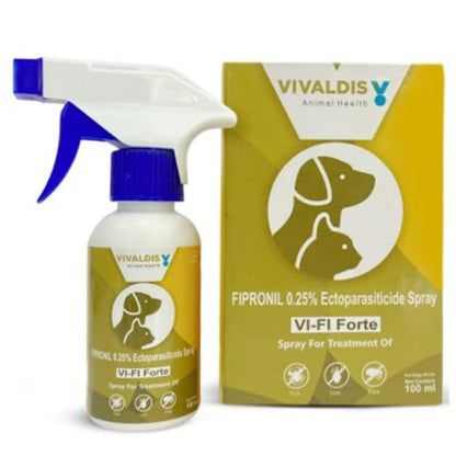 Vivaldis Vi-Fi Forte Spray Fipronil Tick  Flea Control for Dogs  Cats 100ml