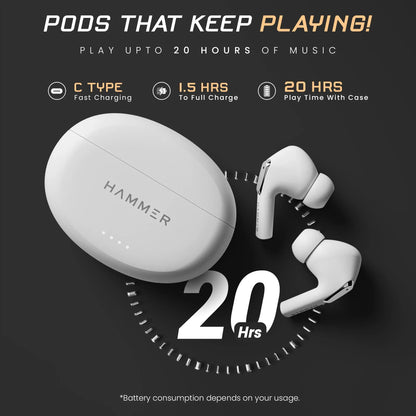 Hammer Mini Pods TWS Bluetooth Earbuds with Bluetooth v5.3 and Smart Touch Controls