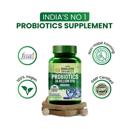 Vlados Himalayan Organics Probiotics Supplement 35 Billion CFU for women  men 16 Strains with Prebiotics  100 Veg Capsules